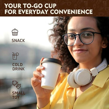 YEEHAW 12 oz 100 Pack White Disposable Coffee Cups with Lids