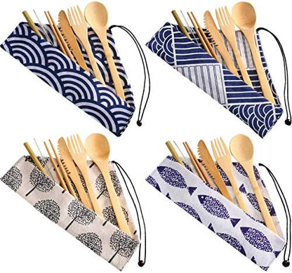 Boao 4 Sets Bamboo Utensils Wooden Utensils Set, Chic Style
