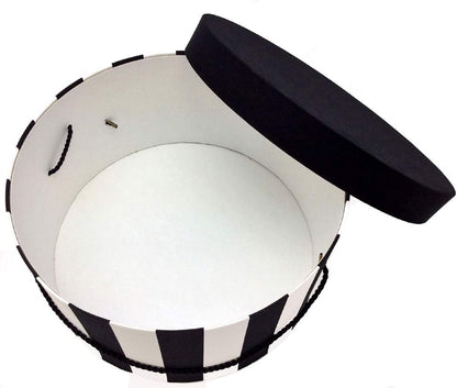 Sarah's Hat Boxes Classic Wide Stripe Hat Box – 12.75" x 6.5" (Dia. x Ht.) Handmade in USA – Odorless Non-Toxic Adhesive, Cording Handle – Premium Storage for Hats & Accessories