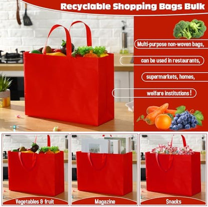 Windyun Reusable Grocery Bags Large Non Woven Shopping Bags with Handles Foldable Portable Tote, 16x6x12 Inch