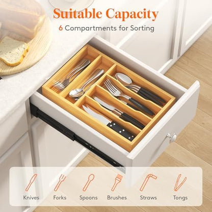 Lifewit Bamboo Silverware Tray for Drawer, 9.9 x 15.5