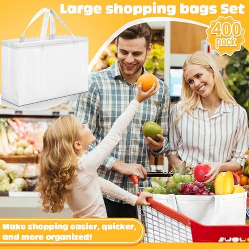 Windyun Reusable Grocery Bags Large Non Woven Shopping Bags with Handles Foldable Portable Tote, 16x6x12 Inch