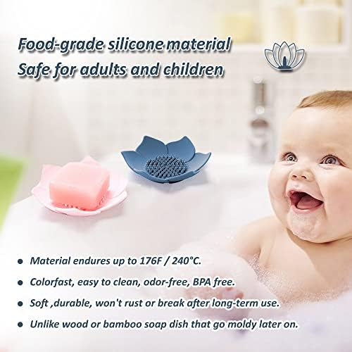 4 Pack Silicone Soap Tray Dishes Soap Holder Saver Draining Bathroom Shower Sink Bathtub