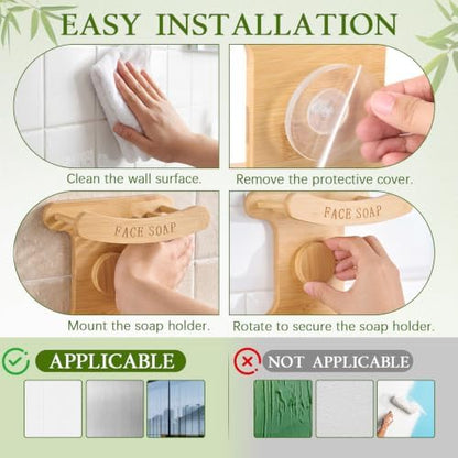 3-Tier Bamboo Soap Dish for Shower, Wall Mounted