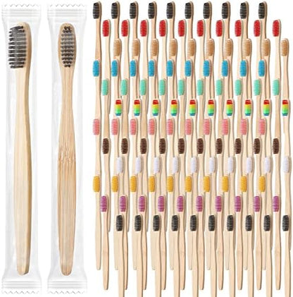 Sieral 120 Pcs Bamboo Toothbrushes Bulk, Soft Bristle Bamboo Toothbrush