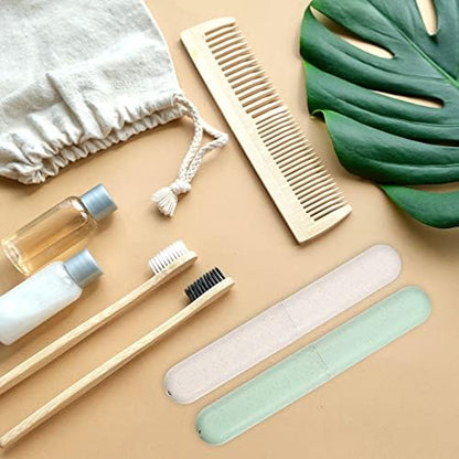 VOCOSTE 2Pcs Toothbrush Case, Green & Beige