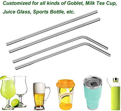 VEHHE Metal Straws, Stainless Steel Reusable Straws Set (2 Straight|2 Bent)
