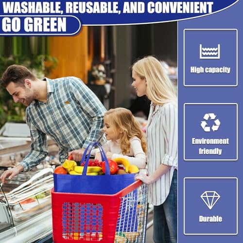 Windyun Reusable Grocery Bags Large Non Woven Shopping Bags with Handles Foldable Portable Tote, 16x6x12 Inch