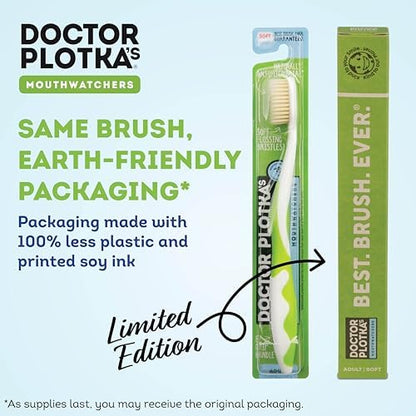MOUTHWATCHERS Soft Flossing Manual Toothbrush, Adults, 4-Pack, Green