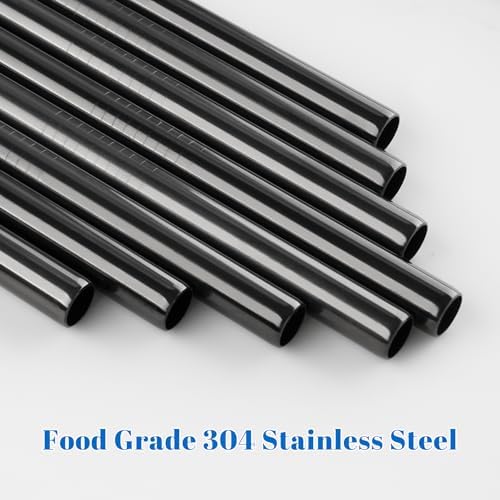 Tomorotec 8PCS Stainless Steel Straws Fit for 40oz Stanley Tumblers, Black