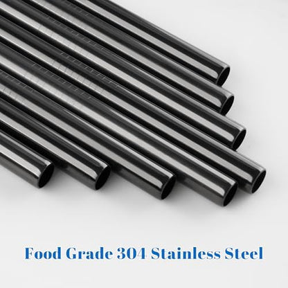 Tomorotec 8PCS Stainless Steel Straws Fit for 40oz Stanley Tumblers, Black