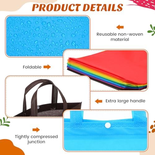 Paterr 100 Pcs Reusable Shopping Bags Bulk