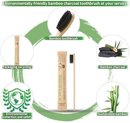 Newday 100 Pack Bamboo Toothbrushes Bulk, Individually Wrapped, BPA Free Soft Bristles Toothbrush, Recycled Packaging, Biodegradable ECO Friendly Toothbrushes for Home Hotel Travel (Black)