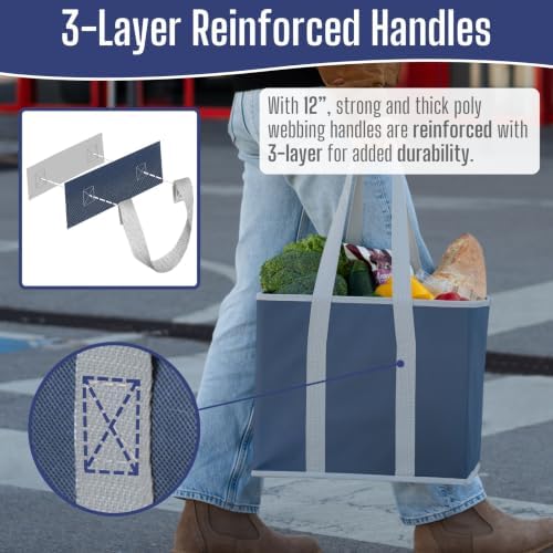 VENO 3 Pack Reusable Grocery Shopping Bags Utility Tote w/Sturdy Handles