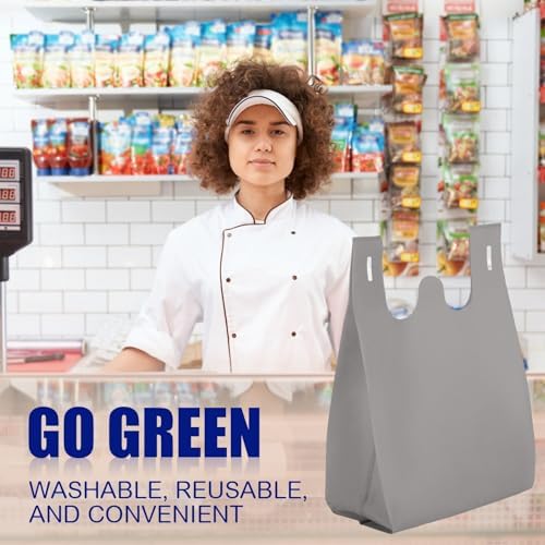 Windyun Large Grocery T-shirt Bags Bulk Reusable Non Woven Shopping Bag Foldable Gift Tote with Handle, 20.5x11x5.5 Inch