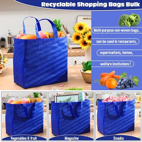 Windyun Reusable Grocery Bags Large Non Woven Shopping Bags with Handles Foldable Portable Tote, 16x6x12 Inch