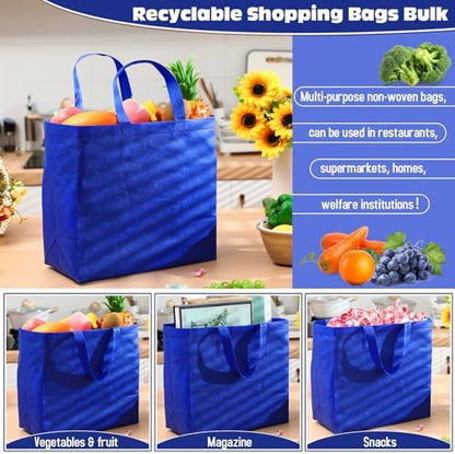 Windyun Reusable Grocery Bags Large Non Woven Shopping Bags with Handles Foldable Portable Tote, 16x6x12 Inch