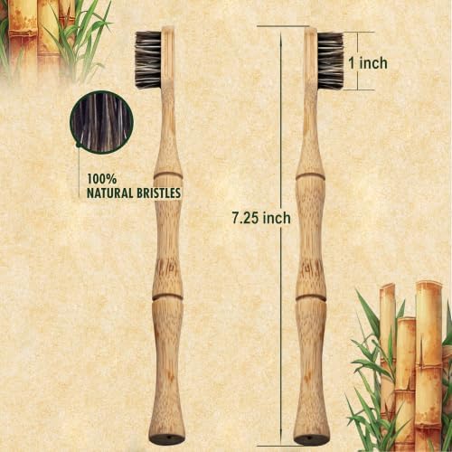 Bamboo Toothbrushes, Natural Horsehair Bristles, 2-Pack