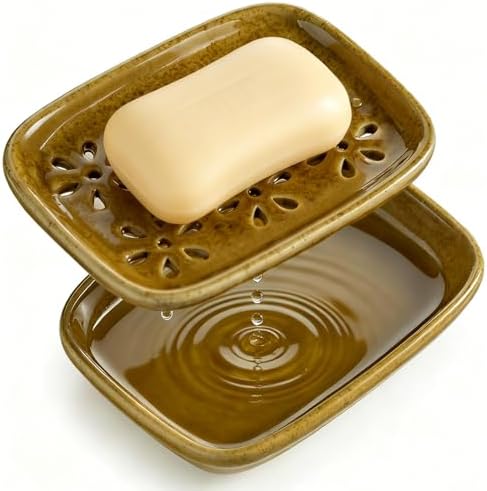 Miamolo 2 Layer Soap Dishes for Shower with Drainage, Keep Soap Bars Dry