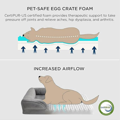 Optimized Orthopedic Dog Bed for Medium Dogs, 41" x 27" Memory Foam Pet Bed with Removable Washable Cover, Waterproof & Non-Slip Sofa Bed for Joint Support, Grey