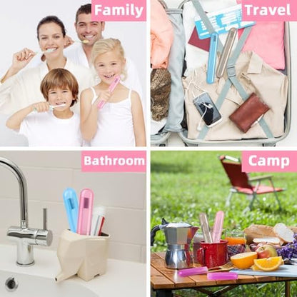Hooqict 4 Pack Travel Toothbrush Case Portable Travel Toothbrush Holder Plastic Toothbrush Container Protector Cover Case for Traveling, Bathroom, Camping, Home, School, Business