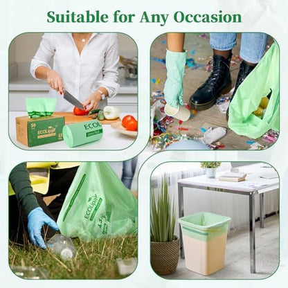 ECOLipak 13 Gallon 50 Count Compostable Kitchen Trash Garbage Bags