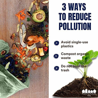 Plasticplace 20-30 Gallon Compostable Trash Bags │ 0.85 Mil │ Green Tint Garbage Can Liners │ 30” x 36” (70 Count)