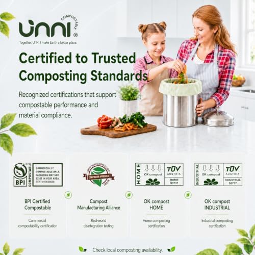 UNNI 3 Gallon Compost Bags for Countertop Bin, 600 CT, Extra Thick 0.71 Mil