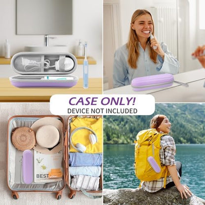 Toothbrush Travel Case for Oral B/Oral-B Pro 1000 1500 5000 7000 & Philips Sonicare 4100 1100 5300 5100 6100/iO Electric Toothbrush, Hard Protective Storage Bag (Light purple)