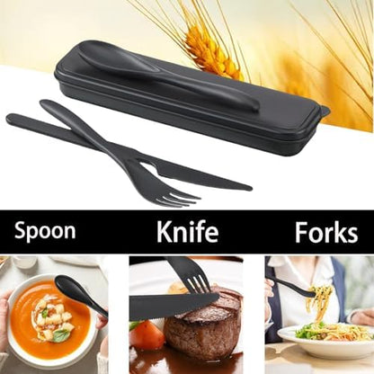 5Pack Wheat Straw Utensils, BPA Free Fork Spoon Knife with Storage Case