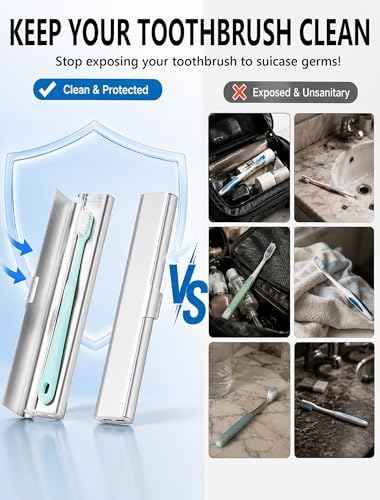 Portable Toothbrush Travel Case: 3 Pack Breathable & Dirt-Proof Hotel Camping Outdoor - Aluminum for Storage Recyclable Family Traveler (Rose Gold,Silver,Blue)