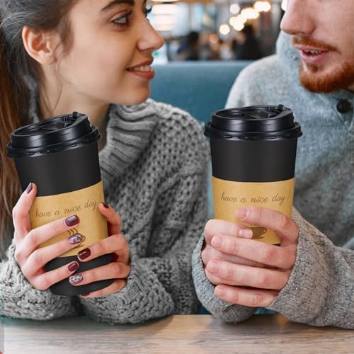 Lamosi 20 oz Coffee Cups 50 Pack, Disposable To Go Paper Cups with Lid