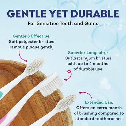 MOUTHWATCHERS Soft Manual Toothbrush, Adults, Flossing Bristles, Rose