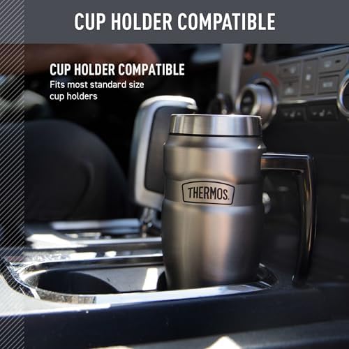 THERMOS Stainless King Travel Mug with Handle, 16oz, Matte Pink