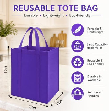 FF Sgdfc14 Pack Reusable Grocery Totes, Heavy Duty with Reinforced Handles, Foldable Large Capacity for Shopping (Multicolor)