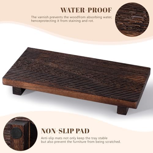 Bathroom Tray Farmhouse Decor Kitchen Soap Holder, 11" * 5.5" Dark Brown