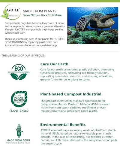 AYOTEE 1.3 Gallon Compostable Trash Bags, Small Compost Bags Biodegradable