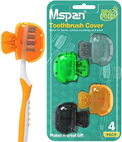 Mspan Electric Toothbrush Cover Cap: Brush Head Protector Cute Plastic Clip Pod - Toothbrush Travel Case for Traveling & Home - 4 Packs
