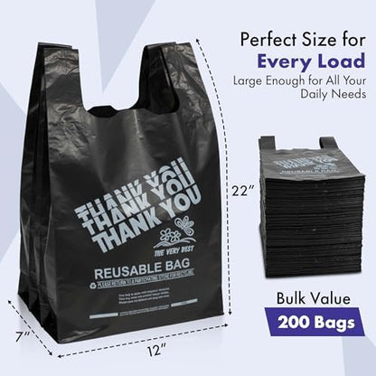 Thank You Plastic Grocery Bags 12"x7"x22" Heavy Duty 2.25 Mil