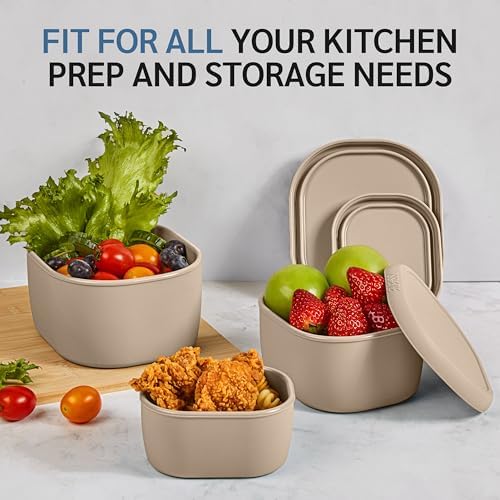 ISSEVE 12Pcs/Set Nesting Silicone Food Storage Containers with Lids