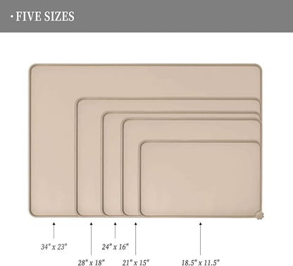Reopet Waterproof Pet Feeding Mat with High Raised Edges, Heavier and Thicker Placemats for Cat Dog Water Bowl with BPA Free, Dogs Cats Food Mats for Messy Drinkers to Prevent Spill and Protect Floors