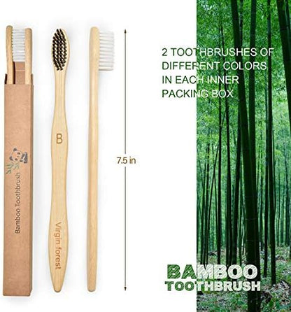 Virgin Forest Bamboo Toothbrushes 10pk, Soft BPA Free Biodegradable