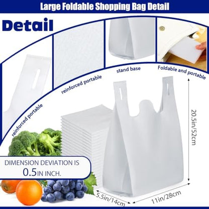 Windyun Large Grocery T-shirt Bags Bulk Reusable Non Woven Shopping Bag Foldable Gift Tote with Handle, 20.5x11x5.5 Inch