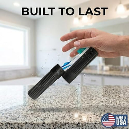 American Comb Toothbrush Holder - Black, Made in USA, with Ventilation Holes, for Toothbrush Covers, Toothbrush Holder, Toothbrush Soft, Durable Design, Hygienic Bathroom Accessory