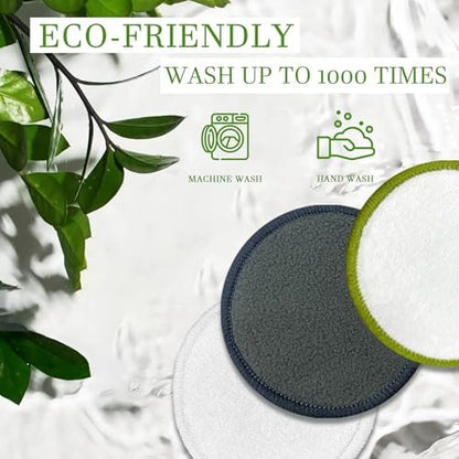 30 Packs Reusable Bamboo Charcoal Makeup Remover Pads for Face
