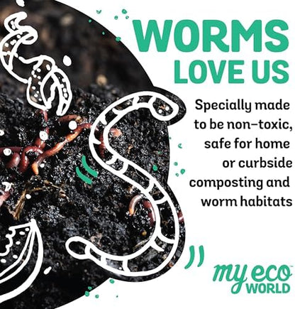 MyEcoWorld® Compostable Kitchen Waste Bags - 200 Count - 100% Certified Compostable - 3 Gallon - Super Strong - Leak Proof - Unscented - Easy to Open