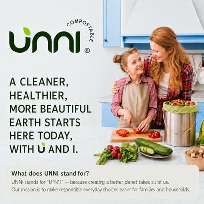 UNNI 3 Gallon Compostable Bags with Easy-Tie Handles, 11.35 L, 100 Count