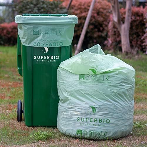 SUPERBIO 33 Gallon Compostable Yard Waste Bags, 40 Count