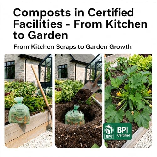 13 Gallon Drawstring Compost Bags for Kitchen Compost Bin, Compostable
