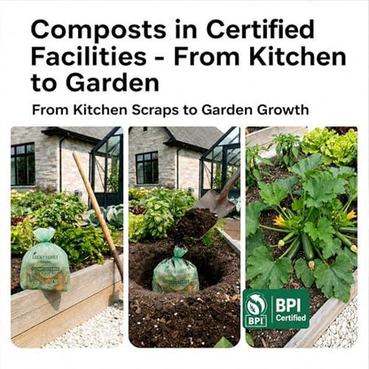13 Gallon Drawstring Compost Bags for Kitchen Compost Bin, Compostable